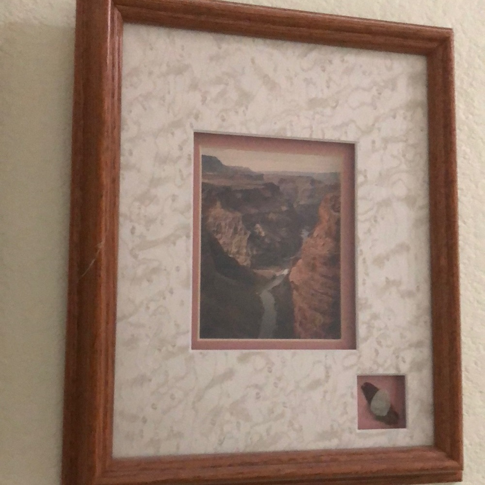 80s Grand Canyon Souvenir Photo & Rock/Feather